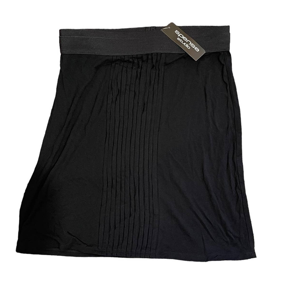Spense Studio Women's Black Pleated Panel‎ Mini Skirt Size Medium